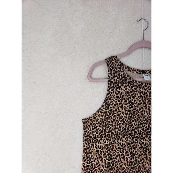 Old Navy Women Top Large Brown Cheetah Print Rayon Blend Sleeveless Tank Shirt - Picture 2 of 16